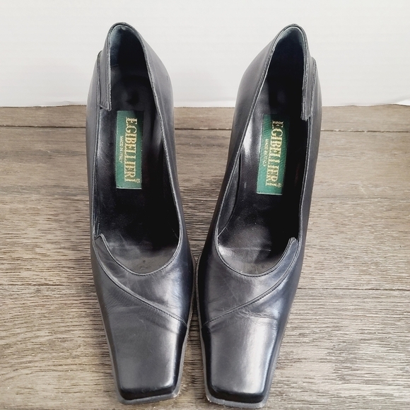 Enrico Gibellieri Black Cut Out Leather High Heels Made in Italy sz 37 - Picture 2 of 12